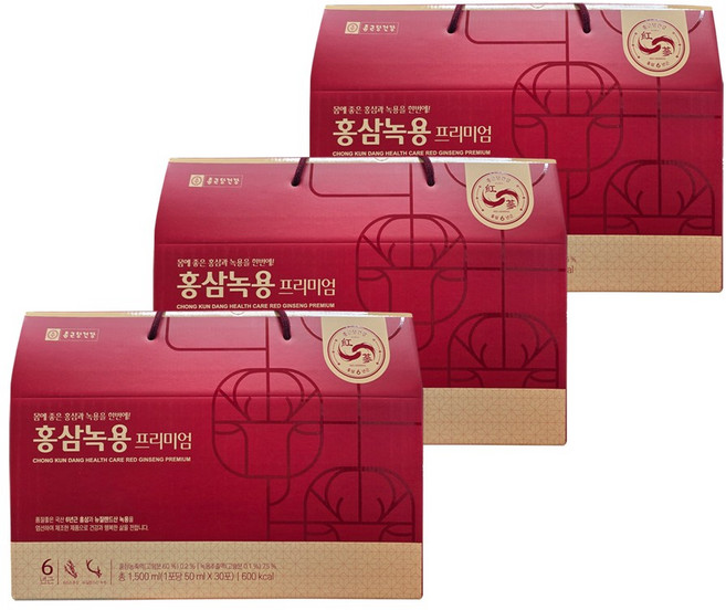 종근당건강 홍삼녹용 프리미엄, 30회분, 3개