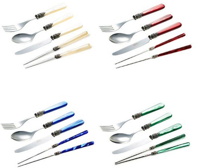 EME 나폴레옹 디너 4종 1인조 포크나이프세트, 블루, 포크(대) 1P + 스푼(대) 1P + 나이프(대) 1P + 젓가락 1P, 1세트