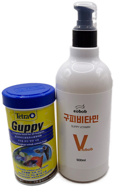테트라 구피 푸드 250ML + EOBOB 분사형 구피 비타민 500ML