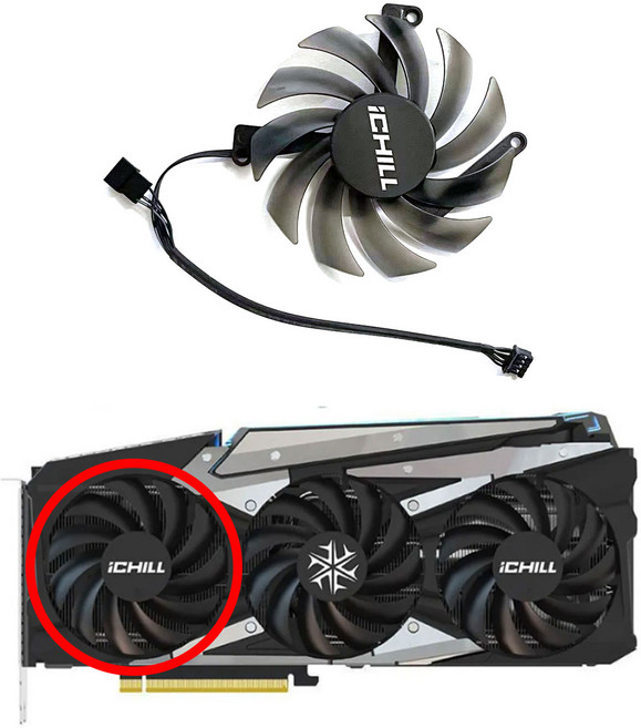 호환 INNO3D RTX3070 3070Ti 3080 ICHILL X4 OC 그래픽 카드85MM 4PIN CF-12915S GPU 팬, 03 1 FAN