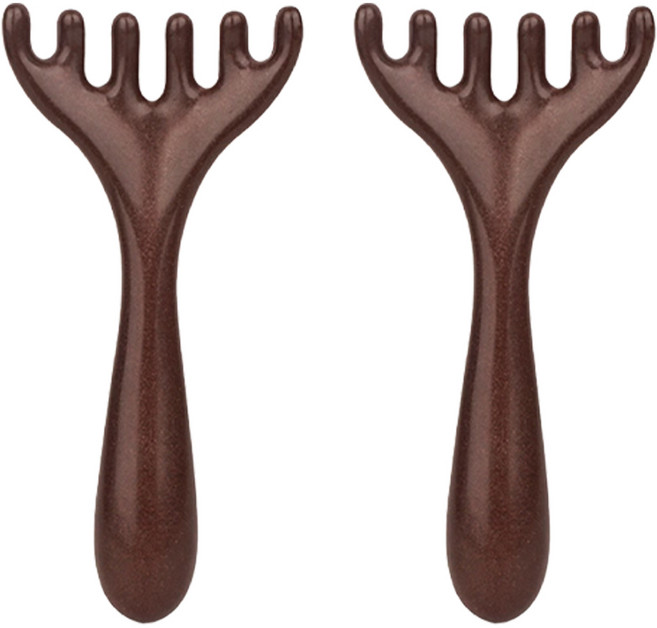 사바나트리 휴대용 사슴뿔 괄사 두피 힐링 브러시 1+1, 우드브라운, 1세트