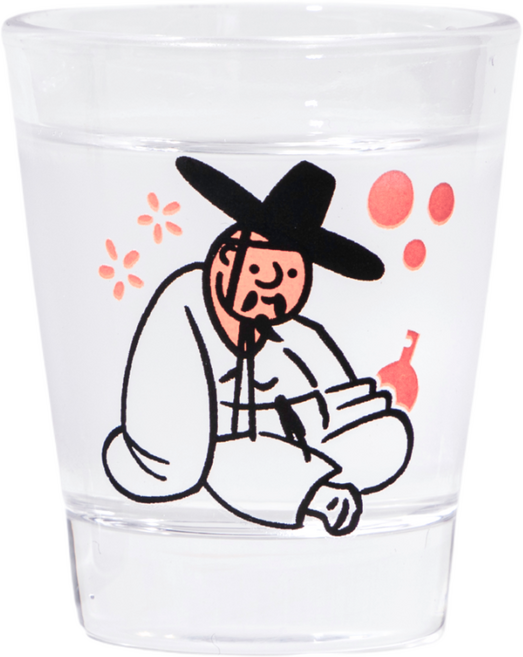 김홍도 변색 술잔 소주잔 3P 세트 집들이 외국인 선물, 1세트, 보자기 미포장