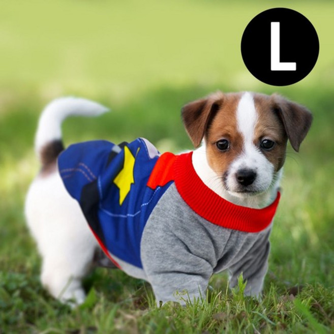 반려동물패션 해피파티 펫 의상 할로윈 코스튬 보안관 티셔츠 L