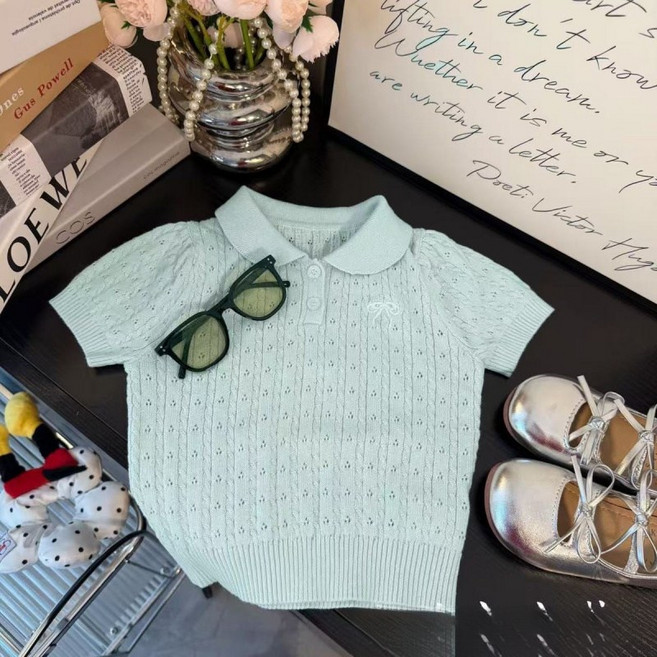 해피유통 어린이 여름 반팔 다이아몬드 니트 귀여운 카라 디자인 디자인14세 이상