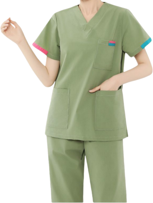 Makone 여성 유니폼 진료복 반팔 간호사복 세트