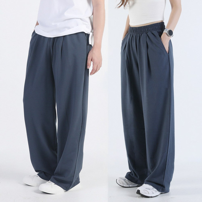 아우라큐 와이드팬츠 무지 원턱 트레이닝 밴딩 팬츠 남여공용