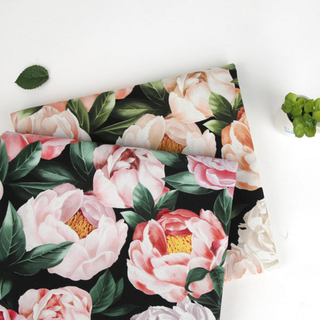 릴리패브릭 DTP 20수 면원단] 작약 플라워 2컬러 핑크_코랄 S04, 코랄, 1개