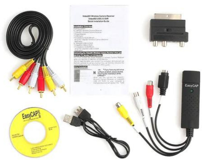 USB 이지 캡 어댑터 S-비디오 3RCA CVBS AV to USB 2.0 비디오 캡처 카드 녹음기 케이블 TV DVD VHS DVR 비디오 오디오 변환기용, Black, 1개