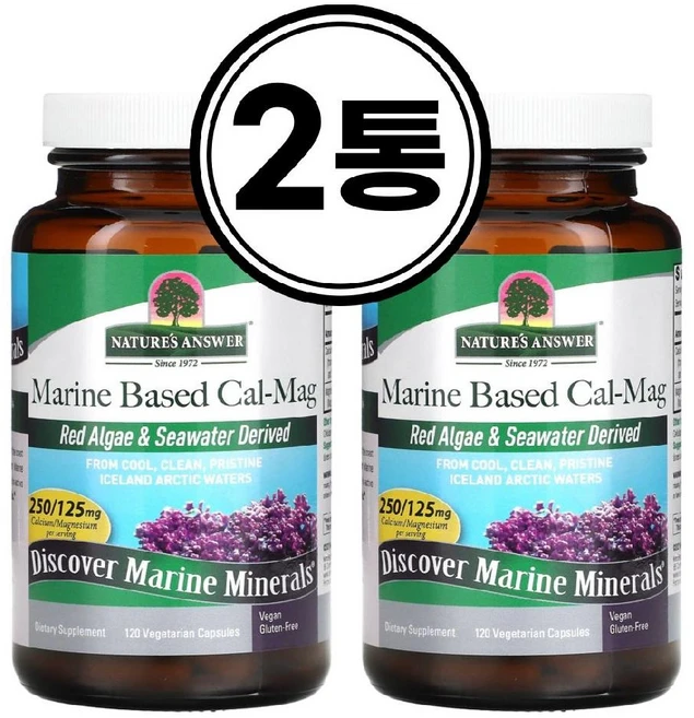 네이쳐스엔서 해양 유래 칼슘-마그네슘 베지캡슐 120정, 2개 - 쿠팡