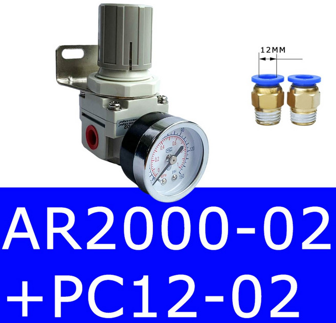 AR2000-02 공압 압축 공기 압력 조절기 릴리프 밸브 1/4인치 3/8인치, [07] AR2000-02 PC12-02, 1개