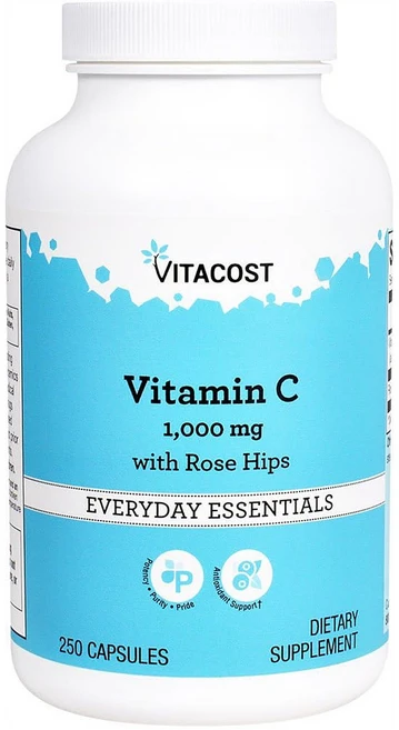 비타코스트 비타민C 로즈힙 Vitacost Vitamin C including Rose Hips 1000mg 250정, 1개 - 쿠팡