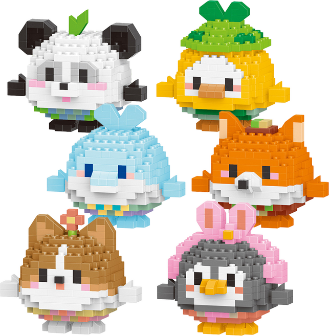 [블럭킹] 나노블럭 Ball Party 귀여운 동물 6종 모음 어린이 KC인증, 1개, A. 6종 BOX