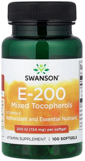Swanson 비타민E 혼합 토코페롤 134mg(200IU) 소프트젤 100정 Swanson (스완슨), 1개 - 쿠팡