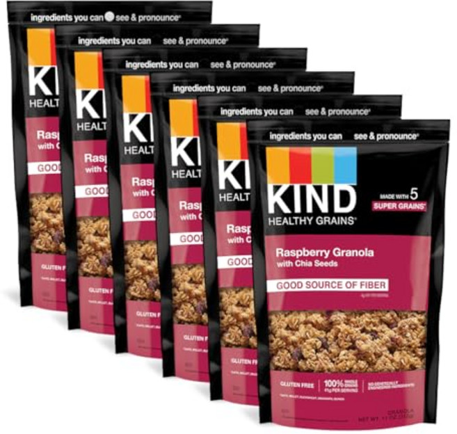 카인드 헬시 그레인 클러스터 치아 씨앗 라즈베리 그래놀라 KIND HEALTHY GRAINS Granola Healthy Snack Raspberry Granola with, 1개