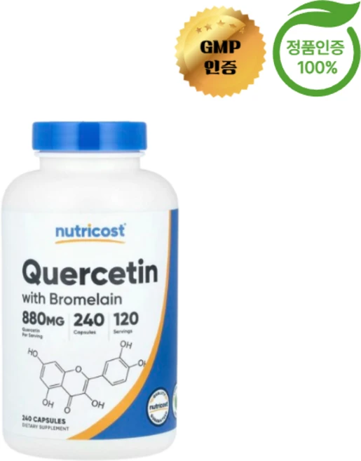 뉴트리코스트 케르세틴 880mg 240캡슐 퀘르세틴 브로멜라인 함유, 1개, 기본, 240정 - 쿠팡
