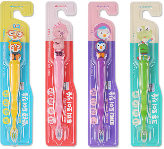 해호 뽀로로 피규어 칫솔 혼합A(뽀로로 루피 패티 크롱), 1세트