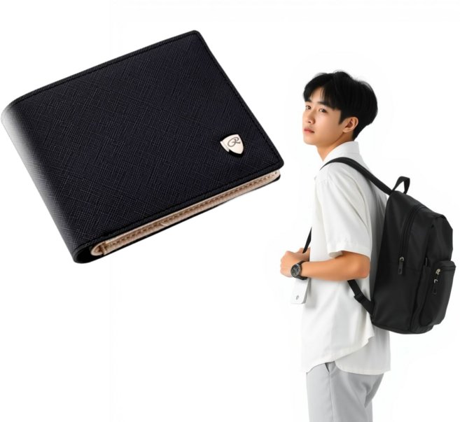 지폐동전카드수납 남학생지갑 반지갑 가죽 남자 중학생 고등학생 10대 청소년