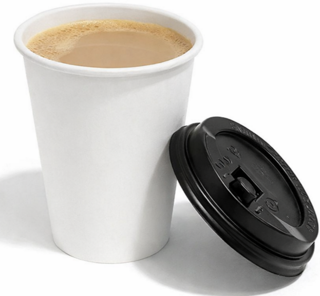 눈꽃나무 8온스 검정 뚜껑포함 종이컵 세트, 1개, 100개