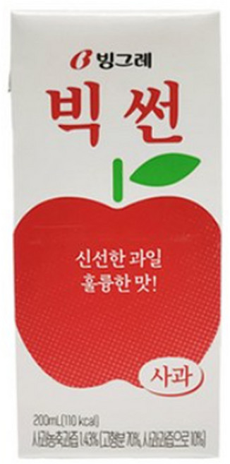 빅썬 사과 주스, 200ml, 48개