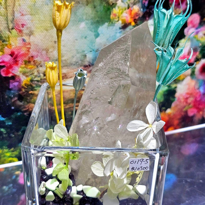 巴西米那吉拉斯州金色列木里亞白水晶柱檸檬玉髓水晶盆栽 亞特蘭提斯刻痕風水缽 好運繁榮, 1個
