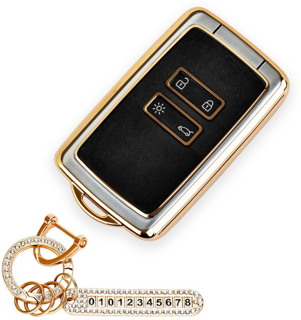 튜모 호환 QM6 SM6 XM3 투명 골드 실버 라인 차 키케이스 키커버 키링 키홀더, SX-01, 골드라인
