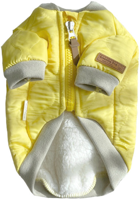 그루밍독 반려동물 힙한 기모 항공 점퍼, 옐로우, 1개