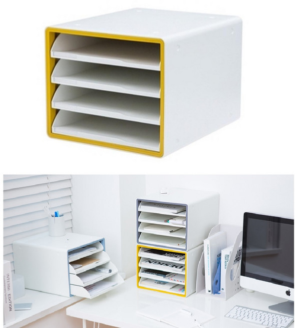 은행 관공서 민원실 문서 수납 서류정리함 서류보관함 서류서랍장 문서캐비넷 명세서, YELLOW, 4단