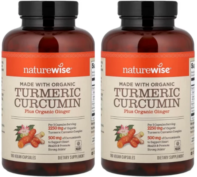 [해외] [NatureWise Curcumin Turmeric 2250mg] 네이처 와이즈 커큐민 강황 2250mg 식물성캡슐 180정, 360정, 1개 - 쿠팡