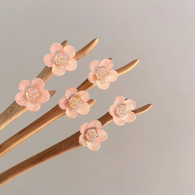 오로라펄 피치플라워 백단비녀