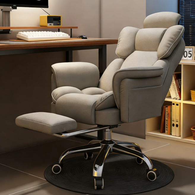 쿠리브 침대형 컴퓨터의자 리클라이너 조절 가능한 허리 편한, 그레이