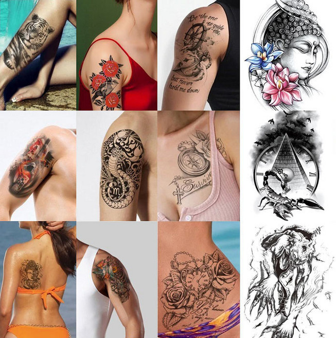 [대호] 5+1 프리미엄 대형 반팔 팔뚝 사이즈 타투스티커, 1개, 72.WA-79