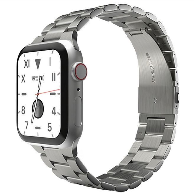 신지모루 3연 디자인 스테인리스 메탈 쥬빌레 스마트워치 밴드 스트랩 22mm, 실버