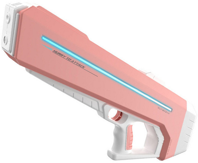 SUNRIVER 선리버트레이딩 전동 워터건 전자동 물총 자동급수 다이내믹 화려한 조명 Electric Water Gun 워터밤 워터파크 강력 사거리 LED 전동흡수 련발 단발, B-1 핑크 조명/자동 급수, 1개