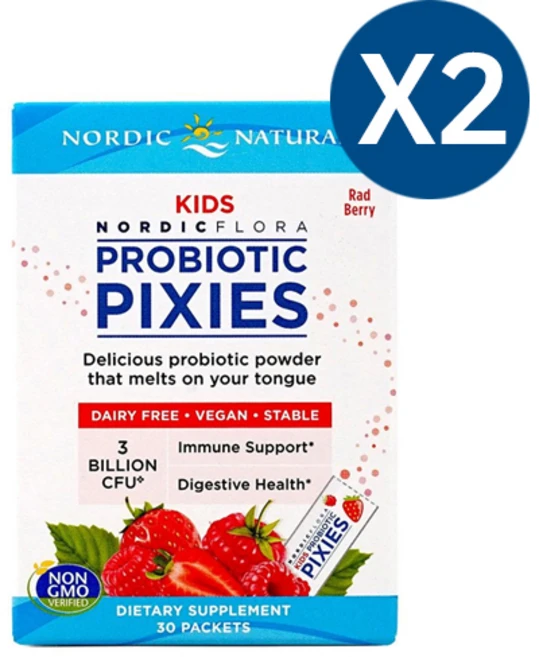 노르딕내추럴스 키즈 플로라 30억 유산균 라즈베리맛 30봉 X2, 2팩 - 쿠팡