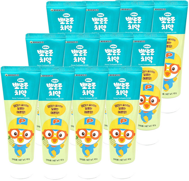 뽀로로 뉴 어린이 치약 메론향, 90g, 12개