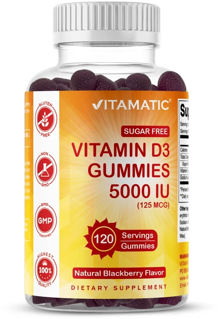 비타매틱 무설탕 비타민 D3 5000 IU - 120개 구미, 1개, 120회분 - 쿠팡