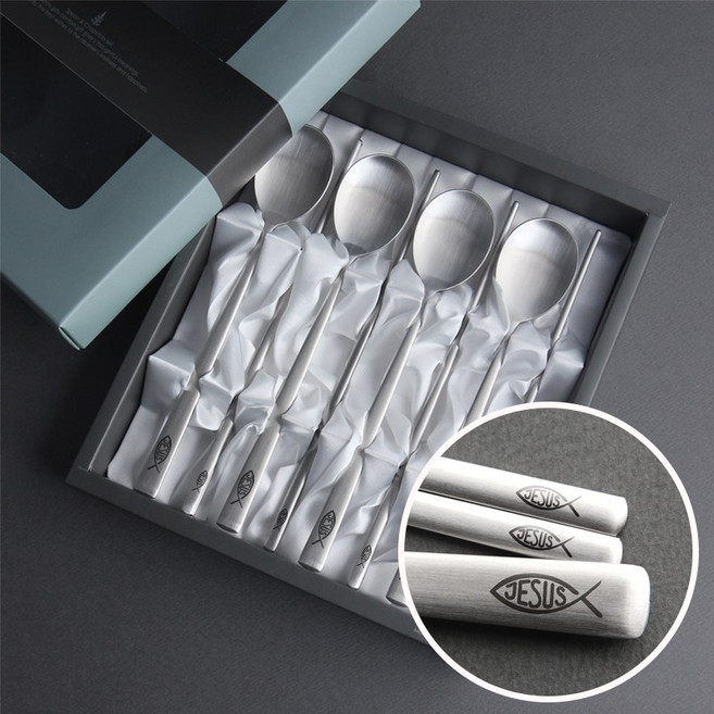 말씀수저_익투스 4인용, 스푼젓가락 4인용 + 골드, 1세트