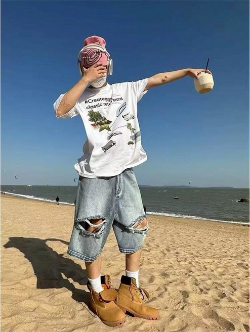 BASIC 美式復古牛仔七分褲