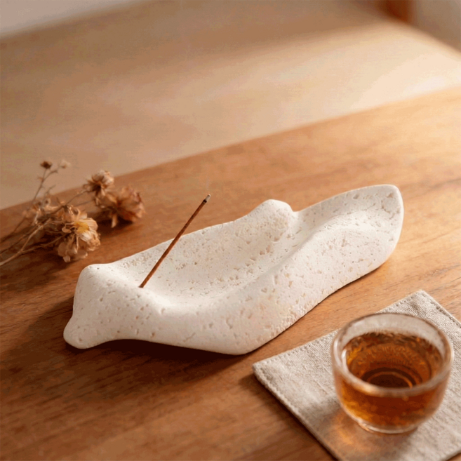 구름상회 스톤 인센스 홀더 향꽂이 향받침대, 화이트