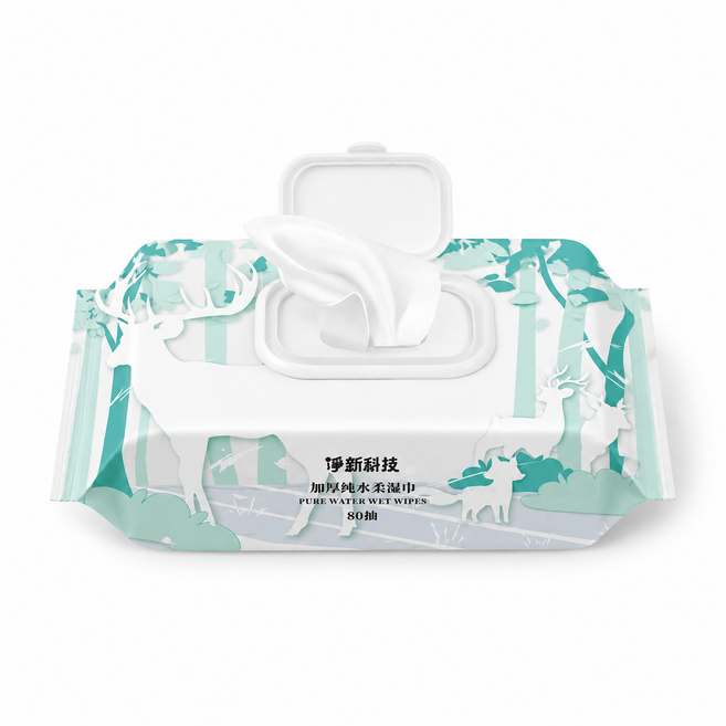 淨新科技 加厚純水柔濕巾 80抽 台灣製造, 1個, 80張, 3g