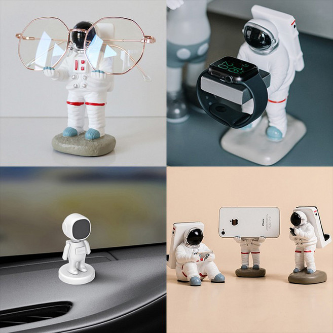 우주인거치대 핸드폰 차량용 애플워치 거치대 손목시계 거치대 보관함 충전, 차량용 스마트폰거치대 2개세트, 1개