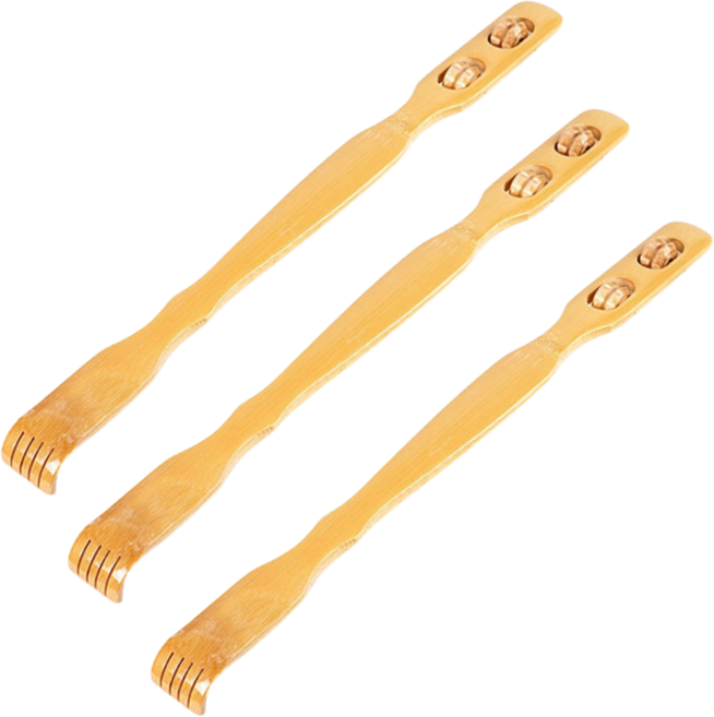 멜팅마켓 대나무 등긁개 마사지볼 효자손, 3개