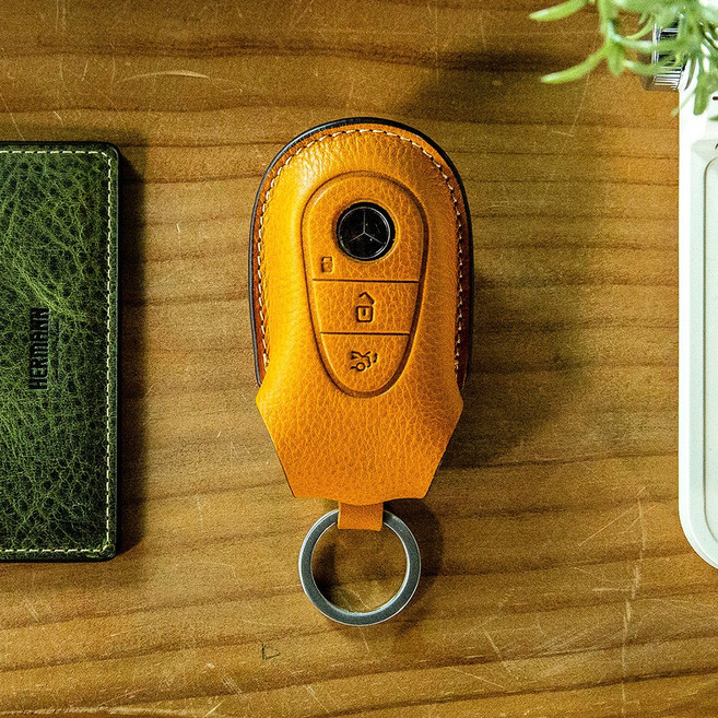 벤츠 W214 가죽 키케이스 악세사리 신형 E클래스 스마트키홀더 차키커버 헤르만, 본품만, 옐로우오렌지