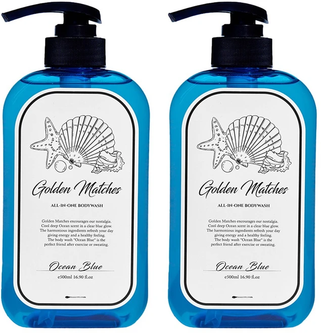골든매치스 맨즈 올인원 샴푸 앤 바디워시 아쿠아향 500ML, 2개 - 쿠팡