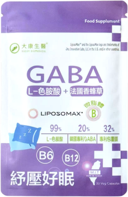 大康生醫 舒眠 高單位GABA 色氨酸B6 B12 幫助入睡 放鬆心情 調整體質 促進新陳代謝, 1個, 30顆