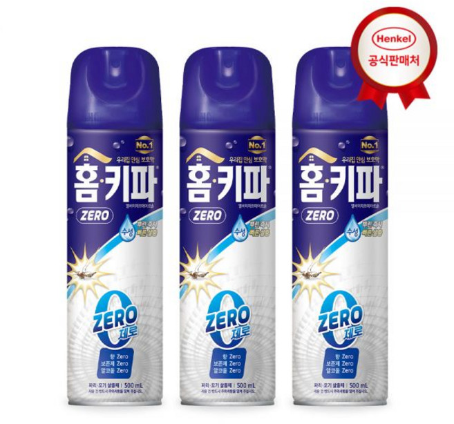 헨켈 모기약 홈키파 제로 에어졸 500ml 3개