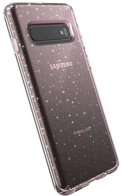 Speck Presidio Stay Clear 삼성 갤럭시 S10용 - 투명/투명, Speck 삼성 갤럭시 S10, 프레시디오 클리어 +, 글리터 벨라 핑크 골드 글리터/벨라 핑크, SAMSUNG GALAXY S10