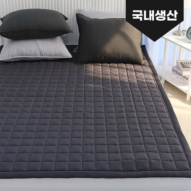 이불넷 알러지케어 킹시리즈 패밀리 고정밴드형 누빔 침대패드, 챠콜