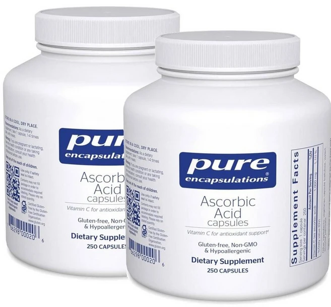 퓨어인캡슐레이션 아스코르브산 1 000mg 비타민C 캡슐 Pure Encapsulations Ascorbic Acid, 2개, 250정 - 쿠팡