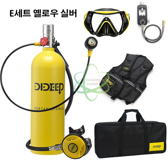 DIDEEP X5000 Pro 휴대용 스쿠버 다이빙 산소통 스킨스쿠버 잠수용 다이빙 공기통 2L E세트, 패키지 B 실버헤드